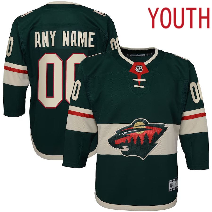 Youth Minnesota Wild Green Home Premier Custom NHL Jersey->customized nhl jersey->Custom Jersey